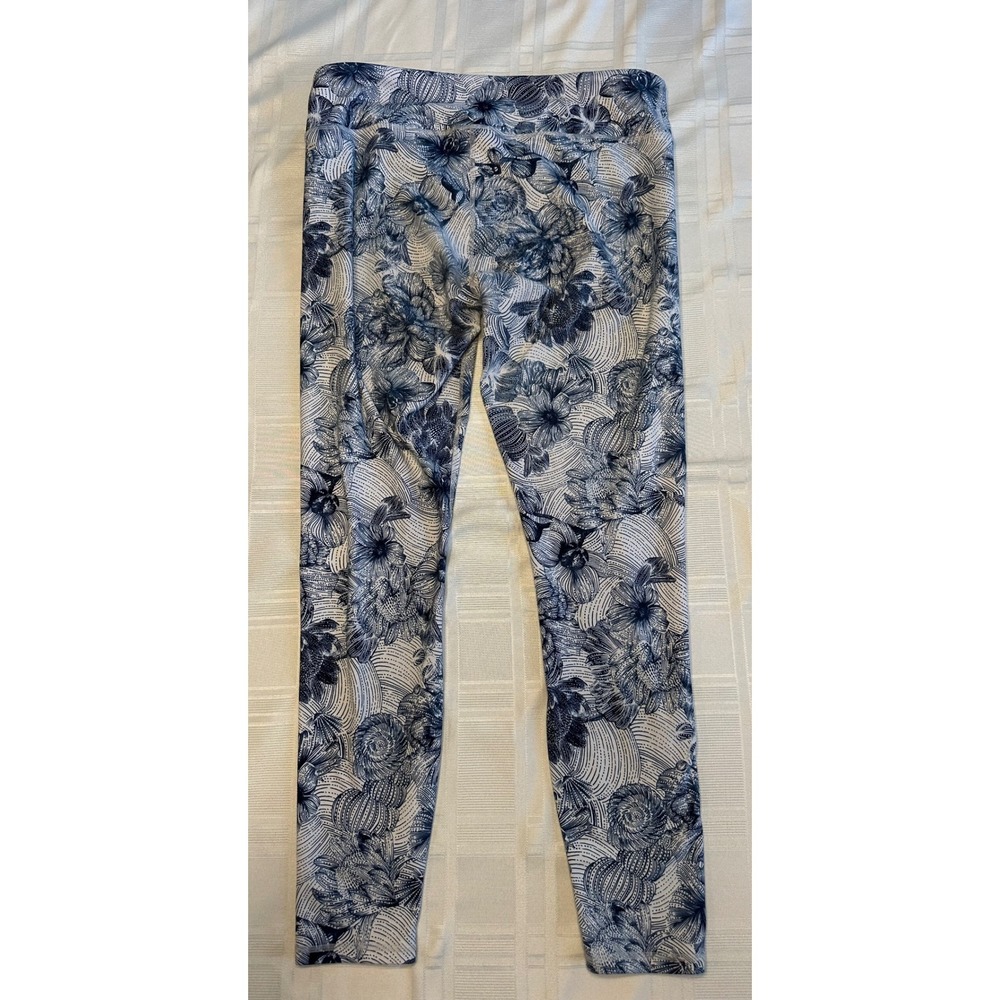 Fabletics Leggings Women L Navy Blue Powerhold Floral Sketch Activewear Bottoms - Picture 6 of 8